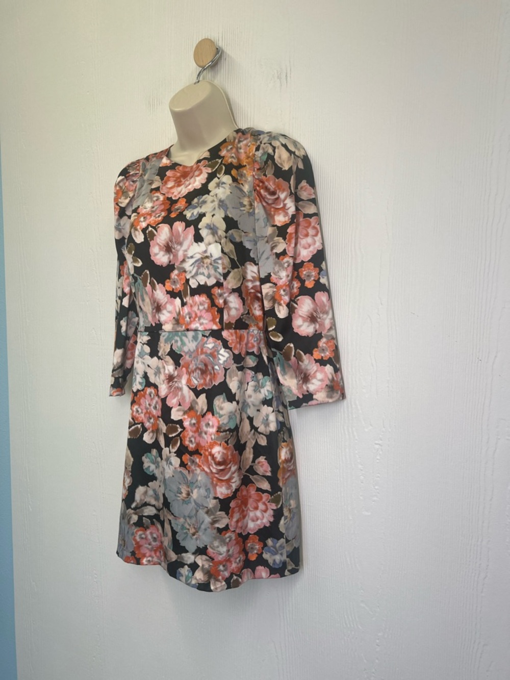 Zara - Colorful Floral Print Quarter Puff Long Sleeves Mini Dress Size Medium - Picture 5 of 10